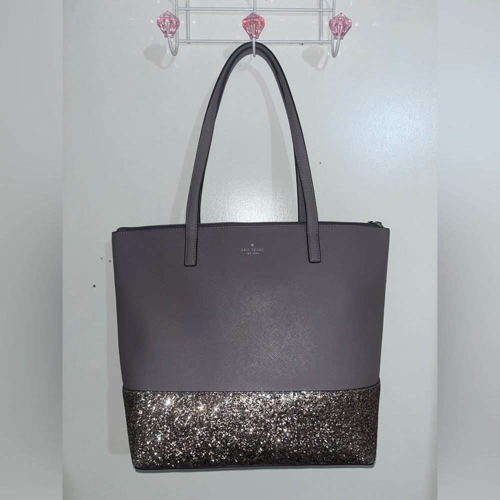 Kate spade gray glitter tote